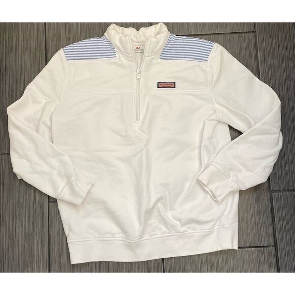 Vineyard Vines White and Blue Striped Sweatshirt - Picture 1 of 10